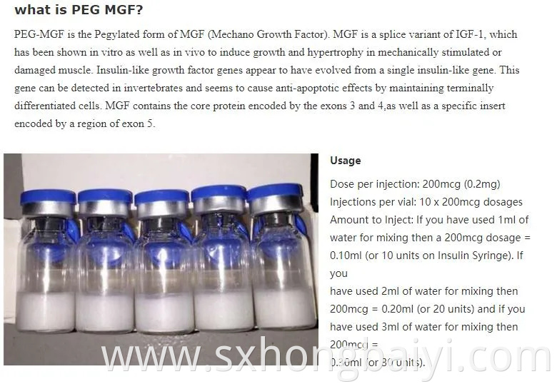 Lab Supply Injection Peg-Mgf Peptide 10mg/Vial for Bodybuilding